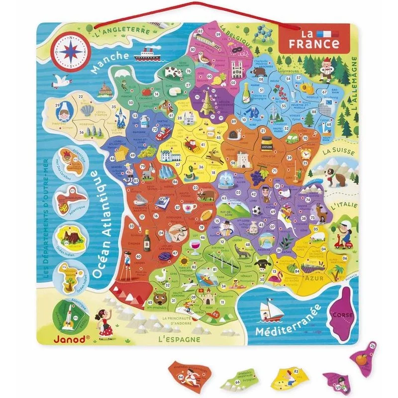 Puzzle magnétique France - Puzzle JANOD de 93 pièces pour