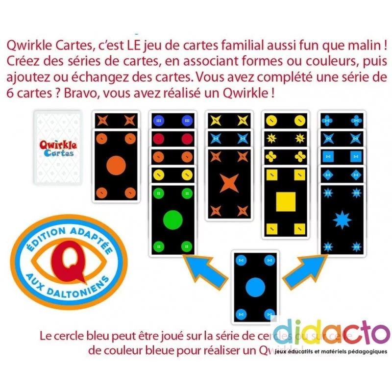 Qwirkle cartes - Iello - Le plaisir de Qwirkle dans un jeu de cartes  tactique.