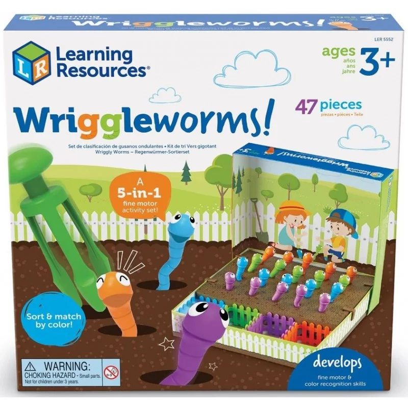Wriggleworms! Learning Resources - Kit d'activités de motricité fine avec  des vers de terre qui gigotent!