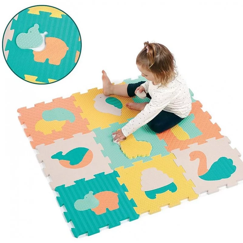 Lot de 9 dalles pour former un beau tapis confortable et sécurisé qui isole  l'enfant du sol et amortit les chocs.