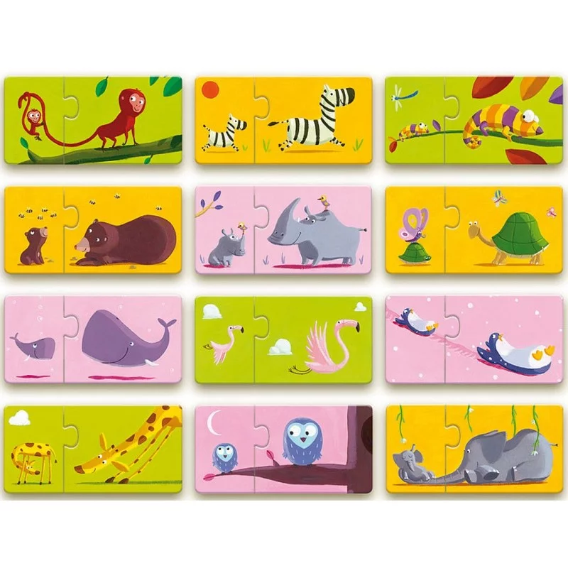 Goki - Puzzle Bébé animaux et leur maman
