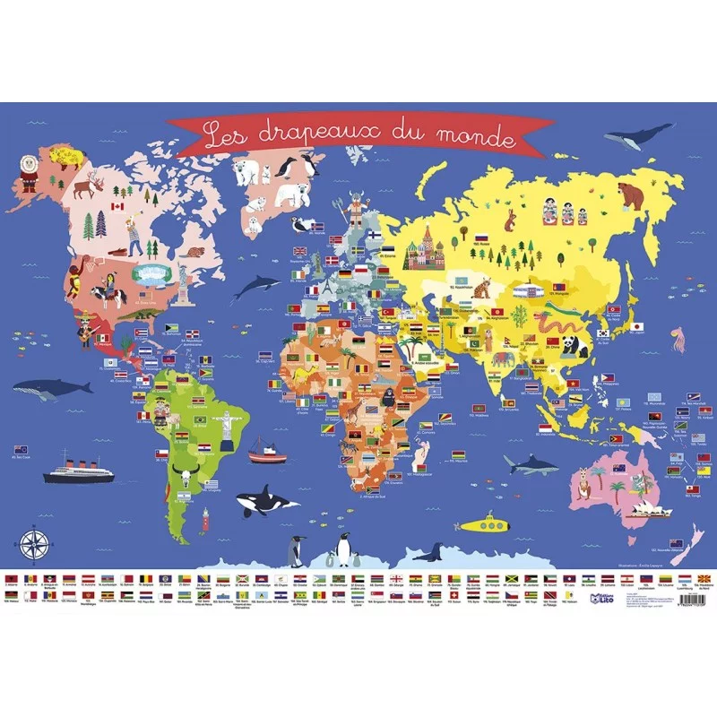 Affiches pour enfants avec atlas mondial –